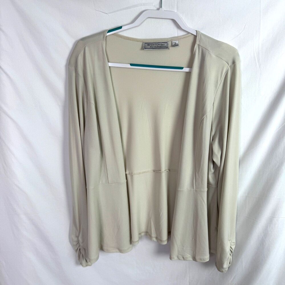 Simonton Says Women's Cardigan Top Size XL Off White/Bisque Hook Closure